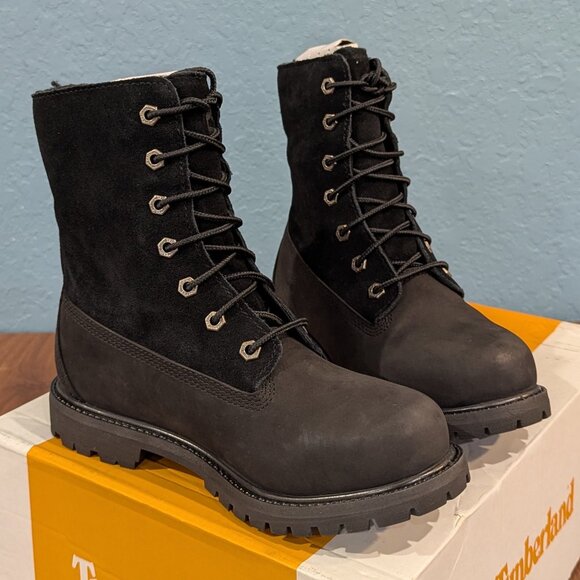 Timberland 6" Women's Mid Boot Roll Fold-Down Teddy Fleece 6.5 - Picture 3 of 7